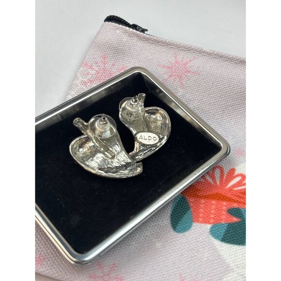 Aldo Rhinestone Heart Earrings Snowman Brooch Pink Bead Drop Earrings & Snowman - Picture 3 of 5